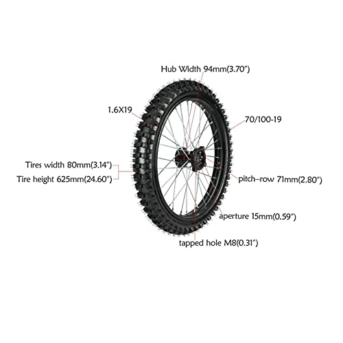 Front 70/100-19 + Rear 90/100-16 Tire Rim Wheel for Dirt Pit Bike CRF100 TTR125