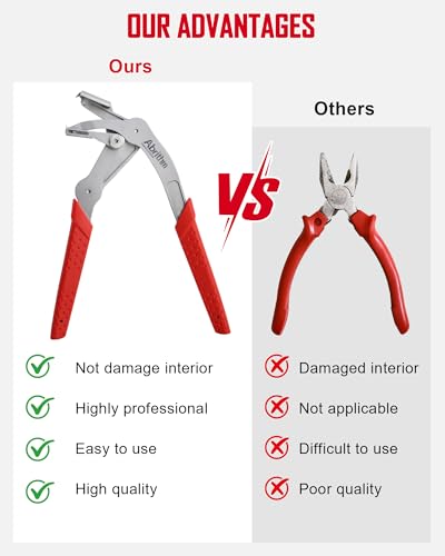Car Clip Pliers, Panel Clip Removal Tool for Plastic Fasteners, Red - color: Red