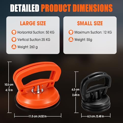 yuyimydd Car Dent Puller,Suction Cup Dent Puller,Dent Remover Tool for Car - color: 1 Orange + 2 Black