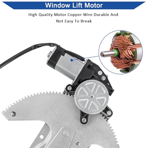 Obaee Window Regulator with Motor Front Left Driver Side, Replace 741-674 - size: Front Left Driver Side