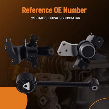 maXpeedingrods 3PCS Engine Motor & Transmission Mount Kit Replaces 2910A106 Compatible for Mitsubishi Mirage 1.2L 2014–2022, Mirage G4 2017–2022 - style: 2910A106