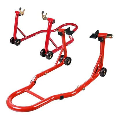 Motorcycle Stand Lift, Universal Paddock Lift Stand, 1100lbs Front Rear Combo Stand Lift Stand, Rear U+L Fork Swingarm Spool Stand 2-Pack - color: Red-2 Packs