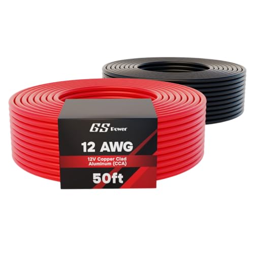 GS Power 12 Gauge Wire Automotive - 100ft CCA Primary 2 Spools - size: 12 Gauge-50 ft-Non-Bonded