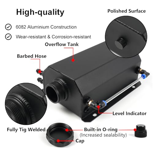 Universal 2L Coolant Overflow Tank,Aluminum Coolant Reservoir Tank, Black - size: 2L-Black