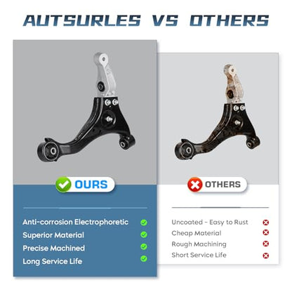 Front Lower Control Arm with Ball Joints for Hyundai Sonata 2006 2007 2008 2009 2010 2.4L 3.3L Passenger Driver Side Supension Kit K641392 K641391 K500035 4Pcs