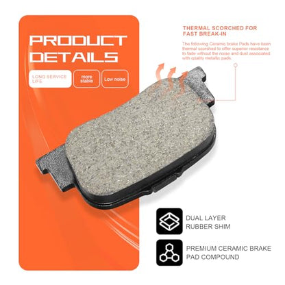Ceramic Rear Brake Pads for Toyota Camry for Scion tC - size: D835