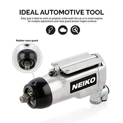 Neiko 30088A 3/8" Drive Butterfly Impact Wrench, 75 Foot/Pound High Power Outlet Air Wrench, 10,000 RPM Pneumatic Impact Wrench, 1/4” Air Inlet 3/8” Air Hose Size Pneumatic Tool for Mechanics