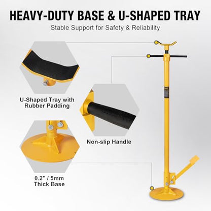 YELLOW JACKET Underhoist Support Stand 3/4 Ton Capacity with Foot Pedal, Lifting from 52.8" to 76.5", 12 Inch Diameter Base, Bearing Mounted Spin Handle, Contoured Saddle, Supports Vehicle Components - size: 3/4 ton with Foot Pedal