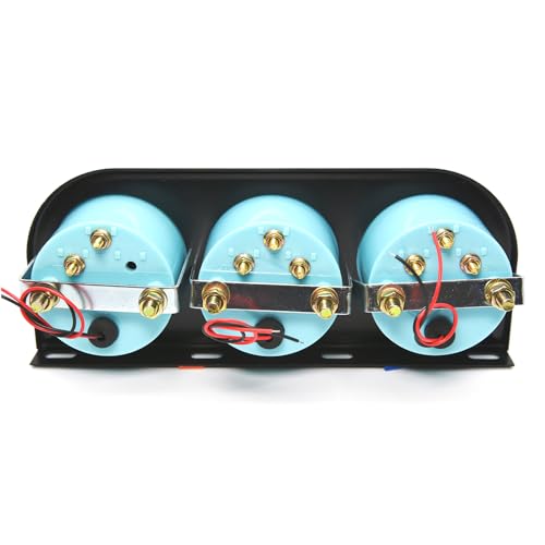 ARTILAURA 52mm Triple Gauge Set (Oil Pressure+Water Temp+Voltmeter) 3 in1 White Triple Meter Kit Dashboard with Black Console for 12V AUTO Car - color: White