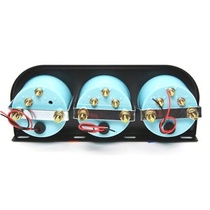ARTILAURA 52mm Triple Gauge Set (Oil Pressure+Water Temp+Voltmeter) 3 in1 White Triple Meter Kit Dashboard with Black Console for 12V AUTO Car - color: White