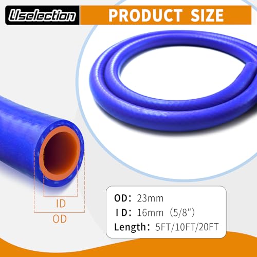 5/8" ID-20Ft(ID 16mm) Heater Hose Enhanced Double Reinforcement - color: Blue, size: 5/8" ID-20Ft(ID 16mm)