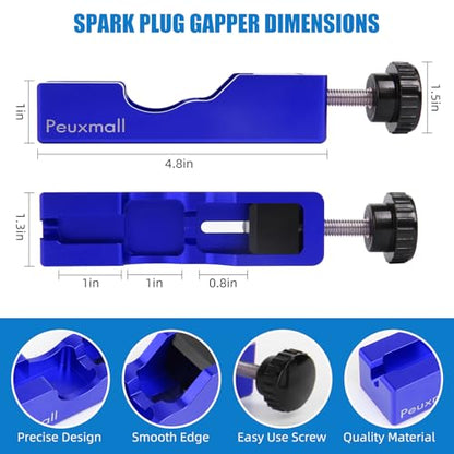 Spark Plug Gap Tool, Spark Plug Gapping Tool with 32 Blade Steel Feeler Gauge, Universal Spark Plug Gap Tool for Most 10mm 12mm 14mm 16mm Spark Plugs (Blue) - color: Blue