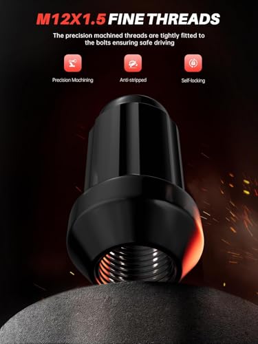 Sposuit 20 Pcs M12x1.5 Spline Lug Nuts for Honda, Toyota, Chevy - color: Black, size: M12x1.5, style: 20 Pcs