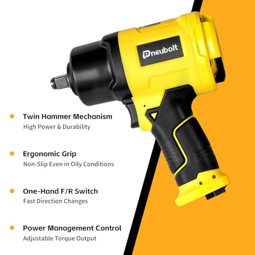 1/2" Air Impact Wrench High Torque 1750 ft-lbs, Heavy Duty Double Hammers