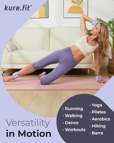 Pilates Wrist & Ankle Weights | Adjustable Weighted Bangles | 1/2/3LB Each - color: Lilac, size: 1 LB