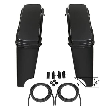 TCMT Unpainted 5" Stretched Extended Hard Saddlebags Fit For Harley Touring Models CVO Road Glide Road King Street Glide Electra Glide Ultra Classic 1994-2013 - color: Unpainted Black(No Latches)