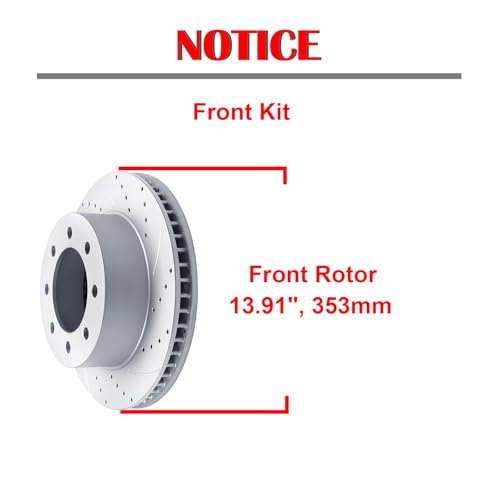 Acinoparts Front Brake Kit Drilled Slotted Brake Rotors Ceramic Brake Pads - size: ABK53012