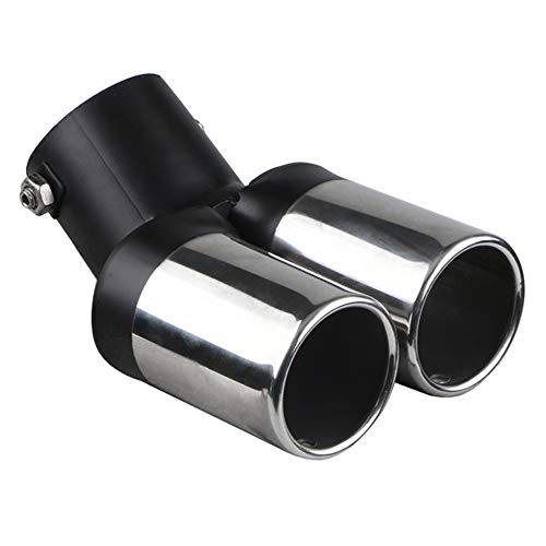 Stainless Steel Curved Type Double Tube Universal Car Vehicle Exhaust Muffler Steel Tail Pipe Fit Pipes Diameter 1.5" to 2.1"