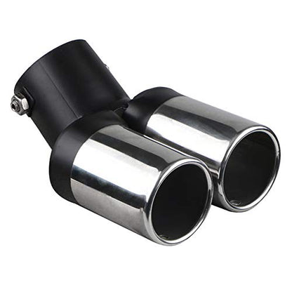 Stainless Steel Curved Type Double Tube Universal Car Vehicle Exhaust Muffler Steel Tail Pipe Fit Pipes Diameter 1.5" to 2.1"