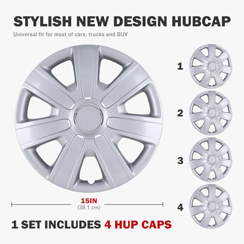 15" Wheel Rim Covers Universal Hubcaps, Snap on Car Truck SUV - color: 5076-Lacquer-15