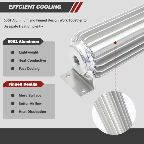 15'' Single Pass Aluminum Finned Transmission Oil Cooler - color: Single Pass, size: 15''