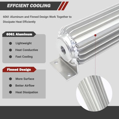 15'' Single Pass Aluminum Finned Transmission Oil Cooler - color: Single Pass, size: 15''