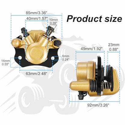 RUTU Brake Caliper for Chinese ATV Quad Golden Go Kart Brake Caliper - color: Gold, size: Left exhaust screw