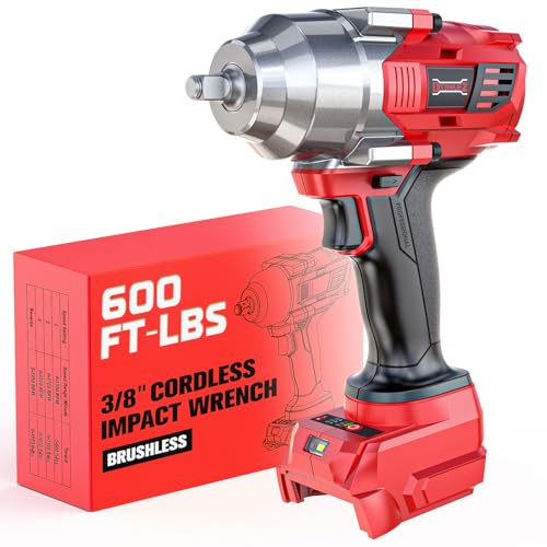 DIYtoolifz Cordless Impact Wrench 3/8" Compatible with Milwaukee 18v Battery: 600 Ft-lbs High Torque Impact Driver, 3100RPM Electric Impact Gun with 4-Mode Speed, LED Work Light(Bare Tool) - size: 600ft-lbs, style: Compatible with Milwaukee 18V Battery(Ba