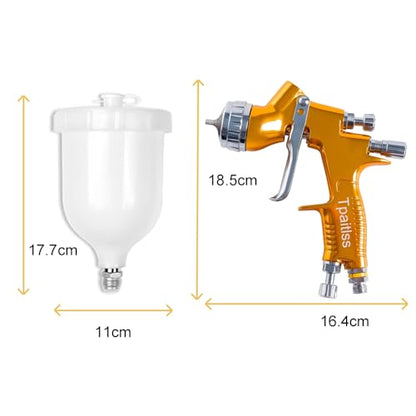 Auto Body Paint Spray Gun Kit Automotive air hvlp Spray Gun Car Paint Gun Gravity kit 1.3mm Tip 600ml Plastic Cup for Car Paint，Gold - color: Gold