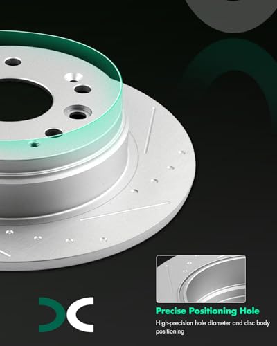 SCITOO Rear Brake Kits Drill & Slotted Brakes Rotor Brakes Pads:D536;31316 - size: Rear 31316 + D536 [2+4PCS]