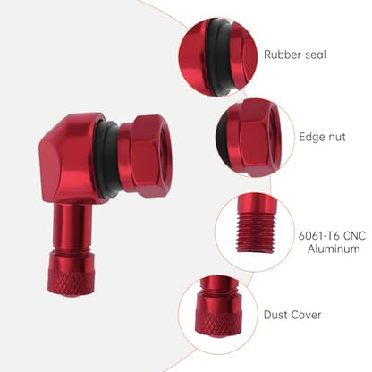 90° Tire Valve Stems 11.3mm Aluminum Forged for Scooter E-Bike ATV - color: Red