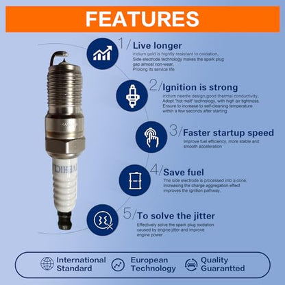 V7443 Laser Iridium Spark Plugs - Automotive Replacement Spark Plugs,OE Replace SP432,8 Pack