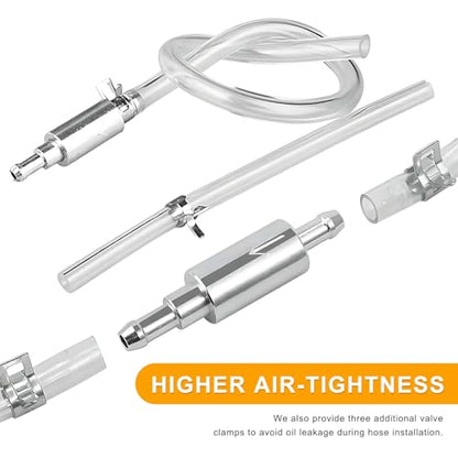 Sun Walker 2 PCS Brake Bleeder Hose, Hydraulic Brake Bleeder One Way Check Valve with Soft Tube & Clamp, Anti-Backflow Motorcycle Clutch Fluid Bleeding Hose Replacement Kit