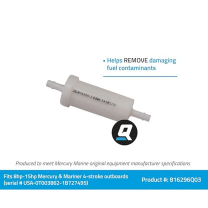 Quicksilver 816296Q03 Inline Fuel Filter Element for Mercury and Mariner Outboards