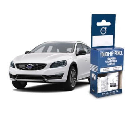 Volvo Touch Up Paint Pen, Includes Base Coat and Clear Coat, 2 x 9 ml (0.3 fl oz), OEM Factory Original (614 Ice White) - color: 614 Ice White