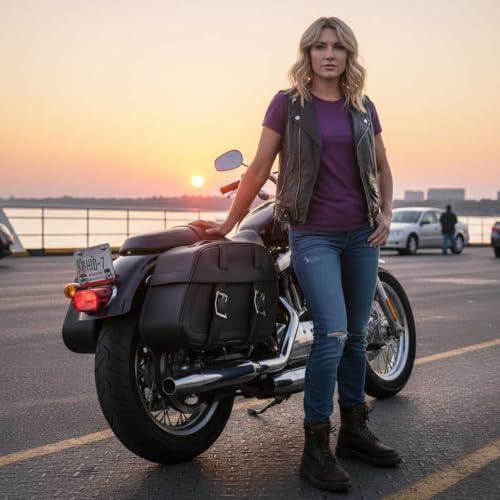 Milwaukee Leather PVC 2-Strap Throw-Over Easy Zip off and off Motorcycle Saddlebags - LG - color: SH611ZB-BLACK, size: Large