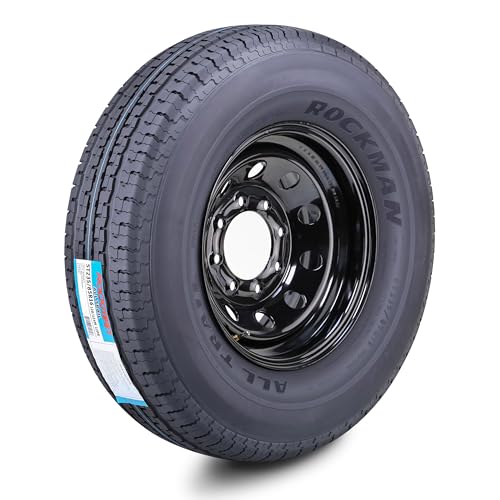 ROCKMAN Trailer Tire Wheel ST235/85R16 12PR F 127M 8X6.5" PCD Black Mod Rim - size: ST235/85R16 12PR/8x6.5