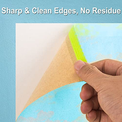 Tangibay Pre-Taped Masking Paper for Painting - 24 inch x 50 feet Tape and Drape Painters Paper, Paint Adhesive Protective Paper Roll for Covering Skirting, Frames, Cars and Auto Body (1 Roll) - size: 1 Roll: 24"