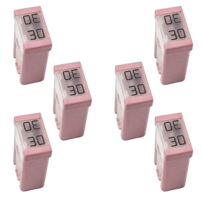 6PCS 30A 32V Mini Slotted Automotive MCASE Shaped Cartridge Fuse Kit, Micro Cartridge Fuse Assortment, Universal Low-Profile Vehicle Fuses Replacement for Car, SUV, Truck (30A) - size: 30A