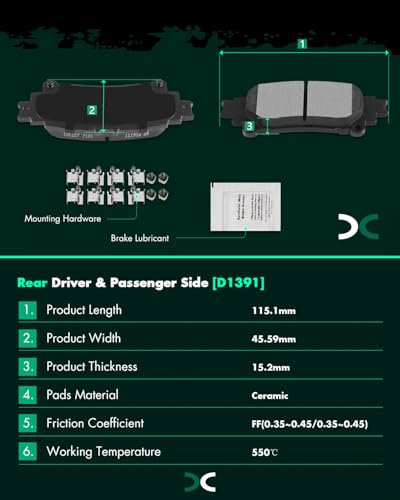 SCITOO Ceramic Front Rear Disc Brake Pad Set For TOYOTA Highlander 2014-19 - size: Front D1324 & Rear D1391 [8PCS]