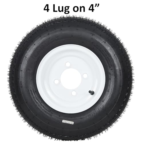 Garvee 2-Pack 4.80-8 Trailer Tires on 8” White Rims, 4 Lug on 4” Bolt Pattern, Load Range C 6PR, 760 lbs, Bias Ply Pre-Mounted for Utility/Boat/Camper Trailers - size: 4.80-8, style: 4 Lug