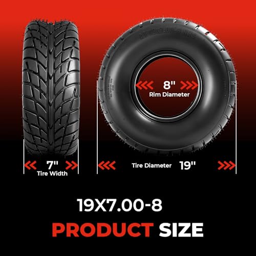 19x7-8 ATV UTV Tires, 6PR All-Terrain, Tubeless, Set of 2