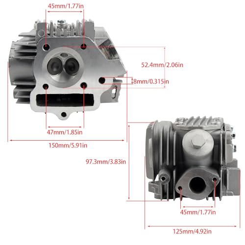 52.4mm Cylinder Head Assembly with Spark Plug and Gaskets for 4-Stroke 1P52FMH Horizontal Engine 110cc ATV Dirt Pit Bike Go Karts Quad 4 Wheeler Dune Buggys Motorcycle - color: Cylinder Head Assembly