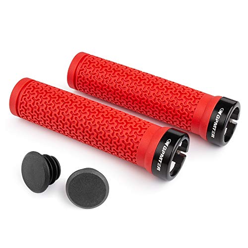 GPMTER Bike Handlebar Grips, Single Lock on Bicycle Handle Bar, for BMX, Mountain, MTB, Beach Cruiser, Scooter, Folding Bike, Soft Non-Slip-Rubber Hand Grip Comfortable Ergonomic - color: Red