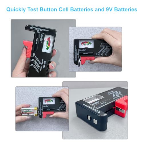 Dlyfull Battery Tester, Small Battery Testers Universal Battery Checker for AAA AA C D 9V 1.5V Button Cell Household Batteries (Pack of 2) - size: Small (Pack of 2)
