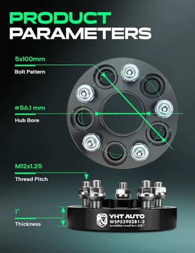 YHTAUTO 5x100 Hub Centric Wheel Spacers 1 Inch for Saab, Subaru, Toyota - size: 1 Inch Thickness, style: 2 PCS