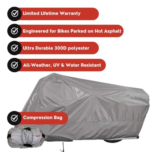 Dowco Guardian 50124-07 WeatherAll Plus Indoor/Outdoor Waterproof Motorcycle Cover: Grey, Sportbike