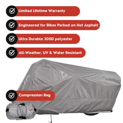 Dowco Guardian 50003-07 WeatherAll Plus Indoor/Outdoor Waterproof Motorcycle Cover: Grey, Large