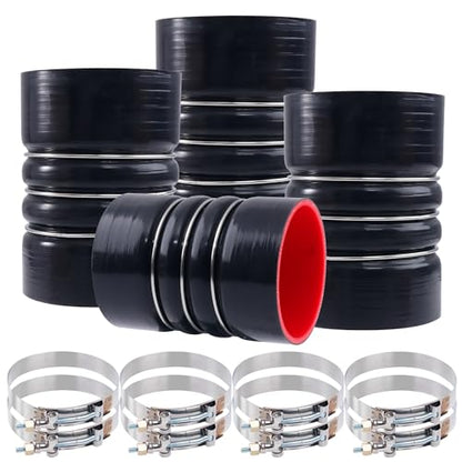 4" x 6" Silicone Charge Air Cooler Hump Hose with Clamp,4PCS Black - color: Black, size: 4" x 6"