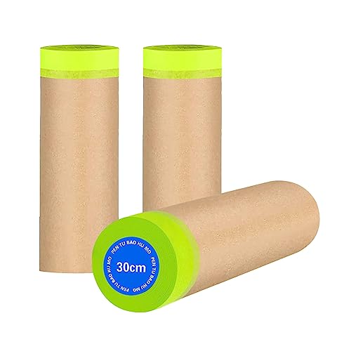 Tape and Drape, 12” x 150 feet Masking Paper for Painting, 3 Pack - size: 12",150ft